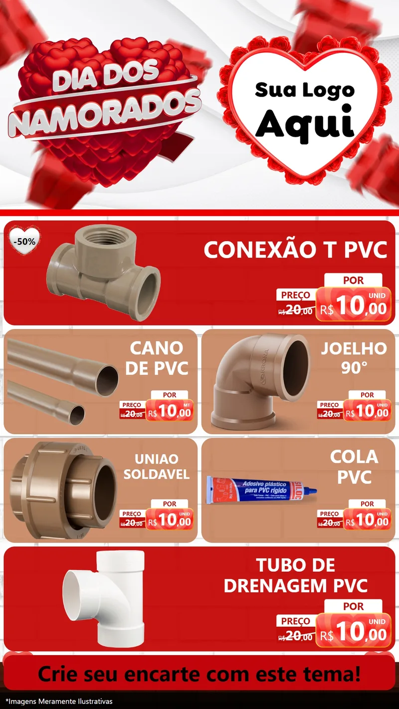Modelo de TV para TV Vertical com o tema Dia dos Namorados para Tubos e conexões