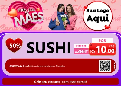 Modelo de Cartaz para Cartaz A4 Horizontal com o tema Mês Das Mães para Comida japonesa