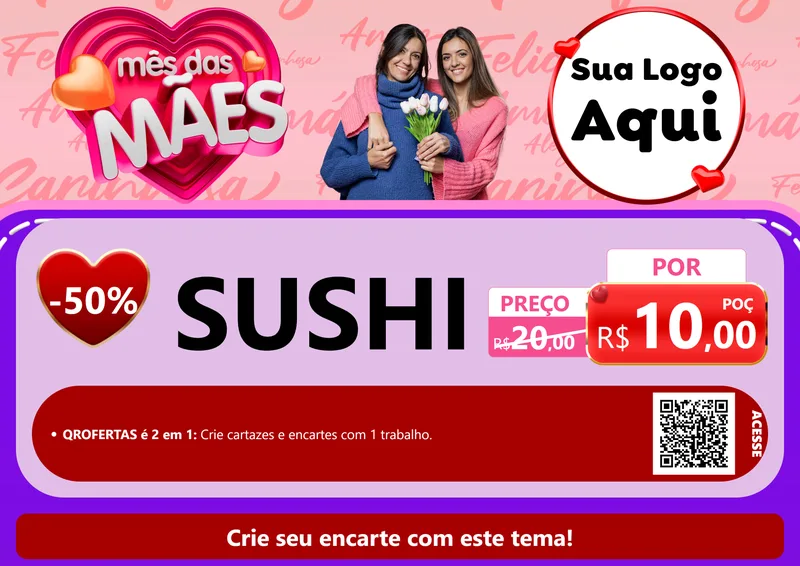 Modelo de Cartaz para Cartaz A4 Horizontal com o tema Mês Das Mães para Comida japonesa