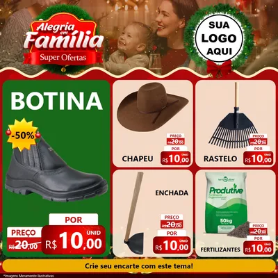 Modelo de Rede Social para Feed Facebook com o tema Alegria Em Família - Super Ofertas para Agropecuária