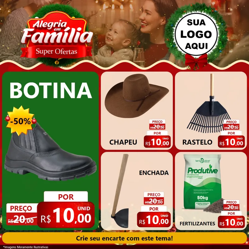 Modelo de Rede Social para Feed Facebook com o tema Alegria Em Família - Super Ofertas para Agropecuária