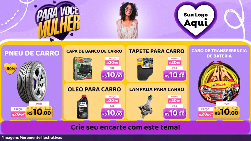 Modelo de TV para TV Horizontal com o tema Para Você, Mulher para Auto peças