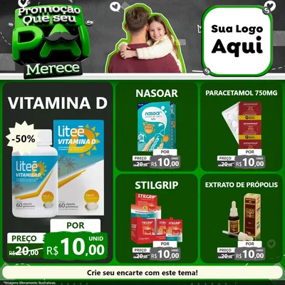 Modelo de Rede Social para Feed Facebook com o tema Promoção Que seu Pai Merece para Farmácia