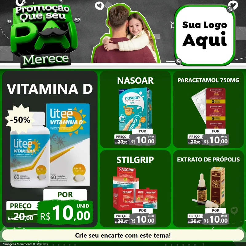 Modelo de Rede Social para Feed Facebook com o tema Promoção Que seu Pai Merece para Farmácia