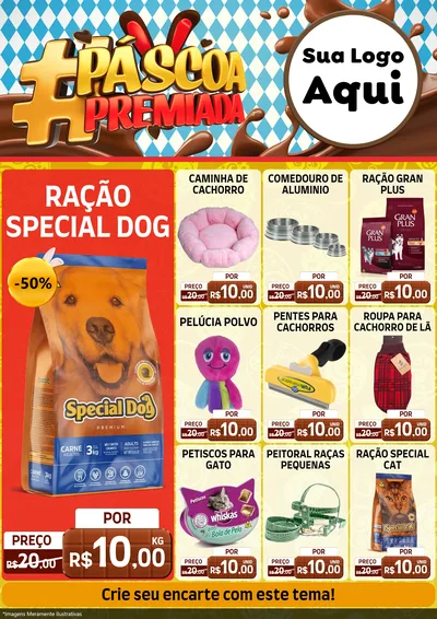 Modelo de Encarte para Encarte A4 Vertical com o tema Páscoa Premiada para Pet Shop
