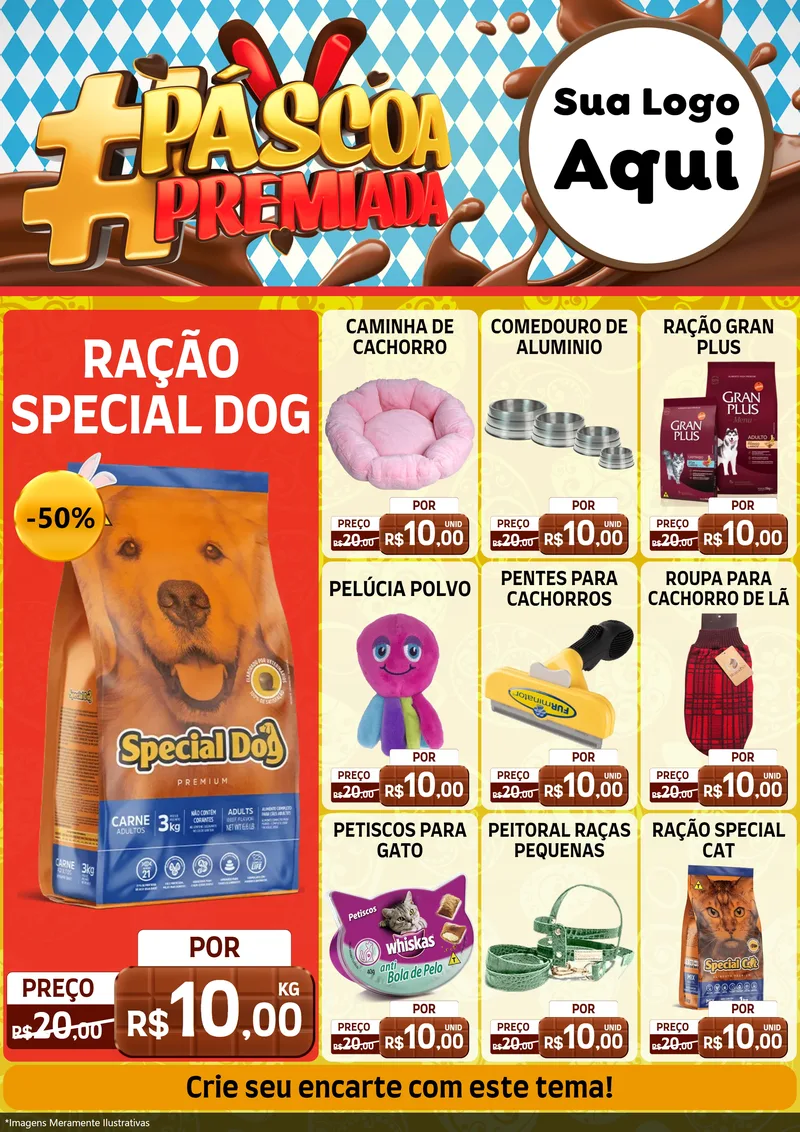 Modelo de Encarte para Encarte A4 Vertical com o tema Páscoa Premiada para Pet Shop