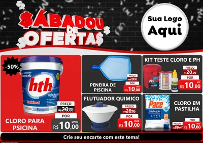 Modelo de Encarte para Encarte A4 Horizontal com o tema Sabadou de Ofertas para Produtos para Piscina