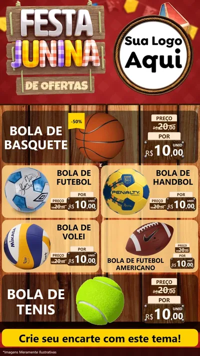 Modelo de TV para TV Vertical com o tema Festa Junina de Ofertas para Artigos Esportivos