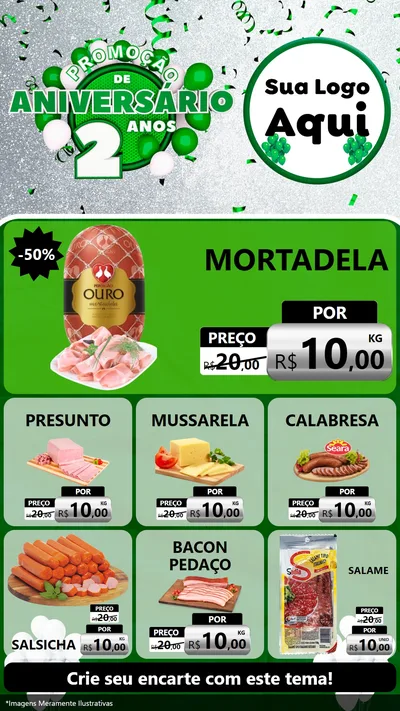 Modelo de Rede Social para Stories com o tema Promoção de Aniversário - 2 Anos para Frios e Laticínios