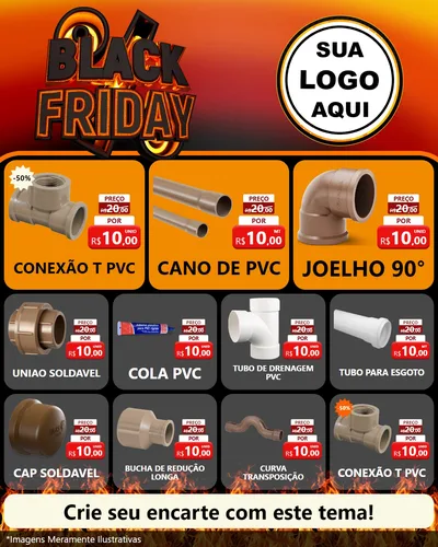 Modelo de Rede Social para Feed Instagram com o tema Black Friday para Tubos e conexões