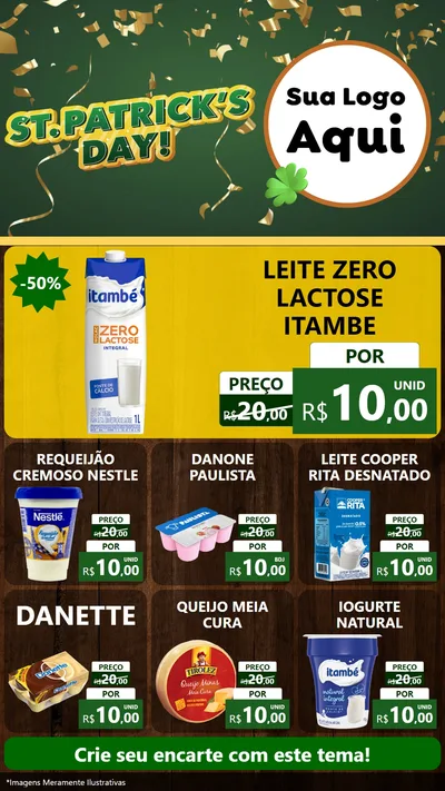 Modelo de Rede Social para Stories com o tema St Patriks Day para Frios e Laticínios