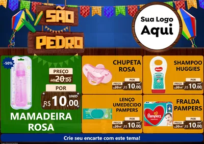 Modelo de Encarte para Encarte A4 Horizontal com o tema São Pedro para Bebês