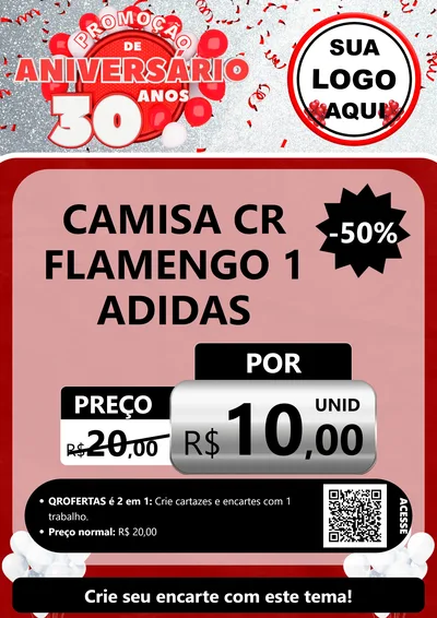 Modelo de Cartaz para Cartaz A4 Vertical com o tema Promoção de Aniversário - 30 Anos para Roupas e acessórios