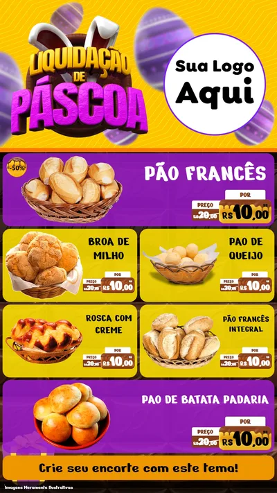 Modelo de TV para TV Vertical com o tema Liquidação de Páscoa para Padaria