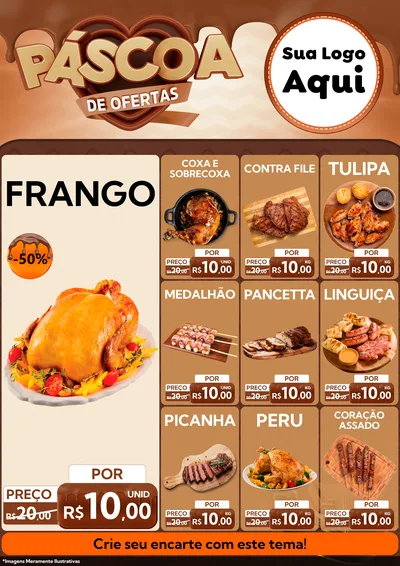 Modelo de Encarte para Encarte A4 Vertical com o tema Páscoa de Ofertas para Assados