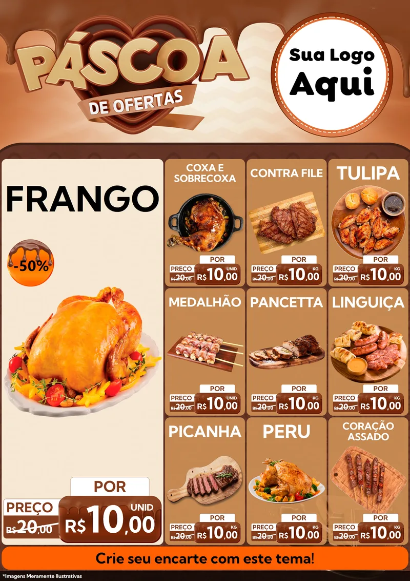Modelo de Encarte para Encarte A4 Vertical com o tema Páscoa de Ofertas para Assados