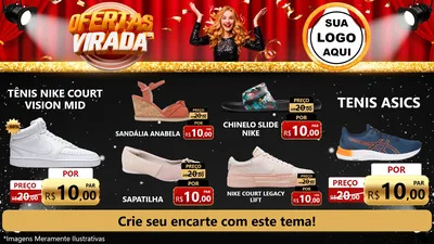 Modelo de TV para TV Horizontal com o tema Ofertas da Virada para Calçados