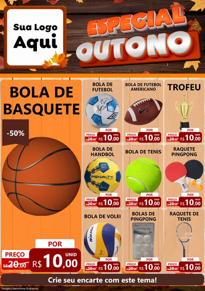 Modelo de Encarte para Encarte A4 Vertical com o tema Especial Outono para Artigos Esportivos