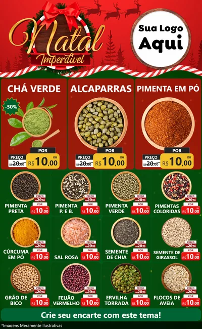 Modelo de Encarte para Encarte Grande com o tema Natal Imperdível para Produtos Naturais