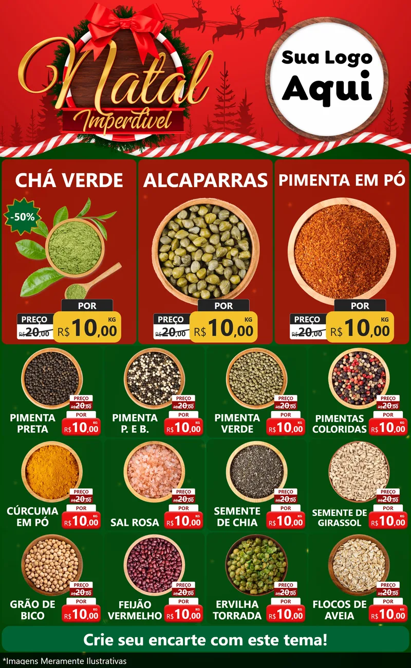 Modelo de Encarte para Encarte Grande com o tema Natal Imperdível para Produtos Naturais