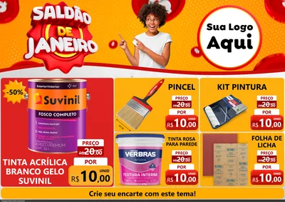 Modelo de Encarte para Encarte A4 Horizontal com o tema Saldão de Janeiro para Tintas e Ferramentas