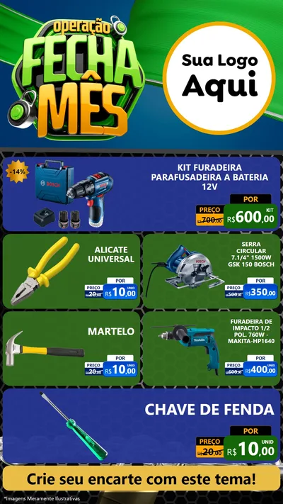 Modelo de TV para TV Vertical com o tema Operação Fecha Mês para Maquinas e Ferramentas
