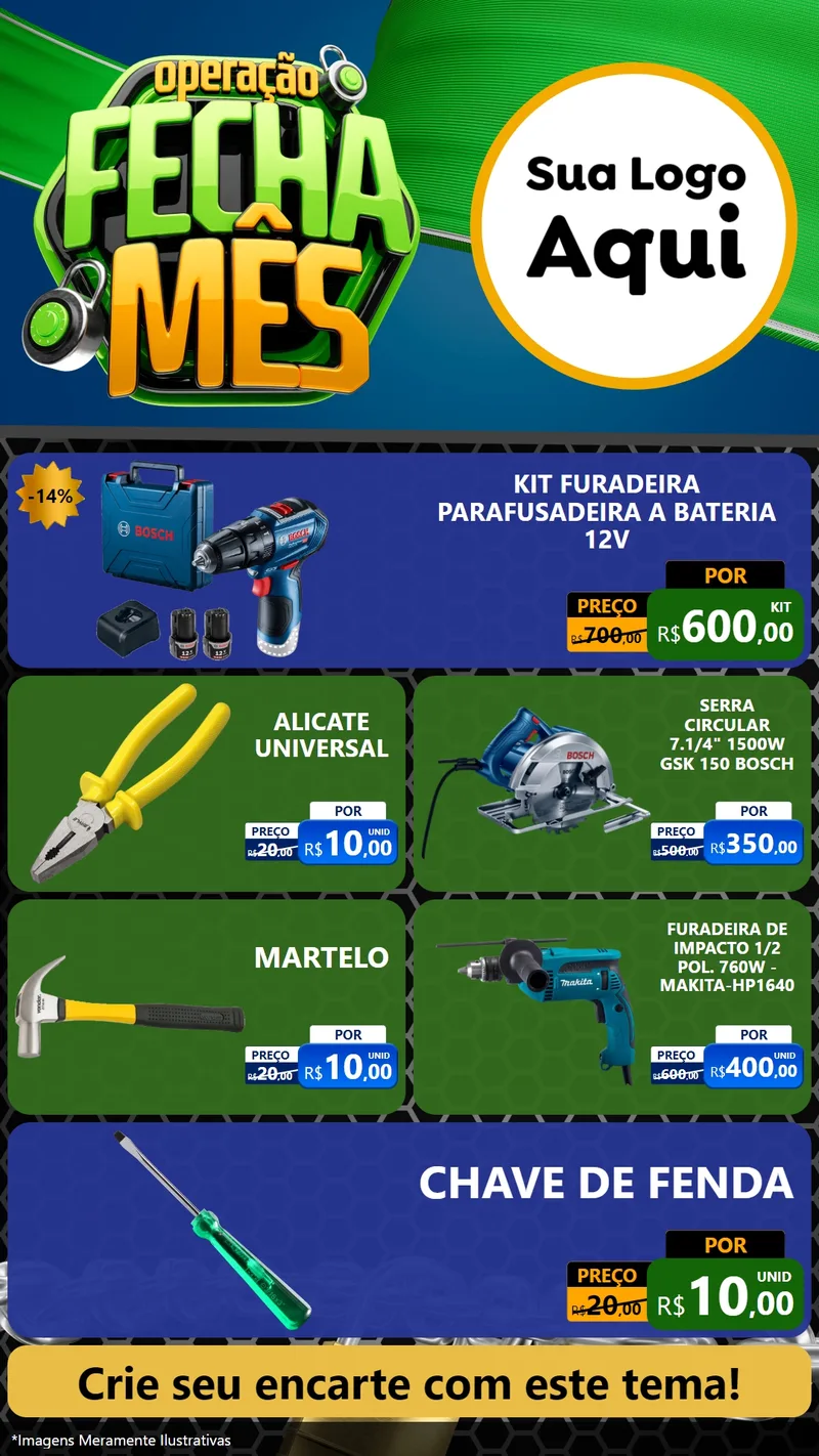 Modelo de TV para TV Vertical com o tema Operação Fecha Mês para Maquinas e Ferramentas