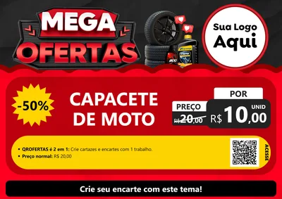 Modelo de Cartaz para Cartaz A4 Horizontal com o tema Mega Ofertas - Motopeças para Moto peças