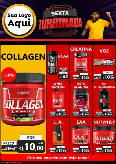 Modelo de Encarte para Encarte A4 Vertical com o tema Sexta Turbinada para Suplementos alimentares