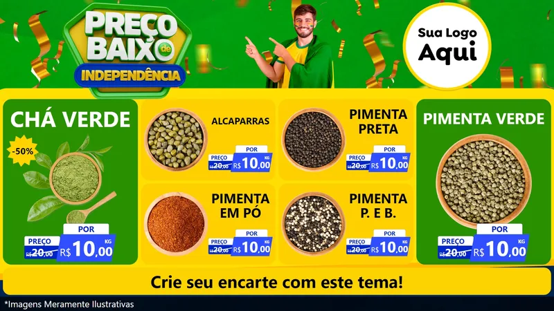 Modelo de TV para TV Horizontal com o tema Preço Baixo de Independência para Produtos Naturais