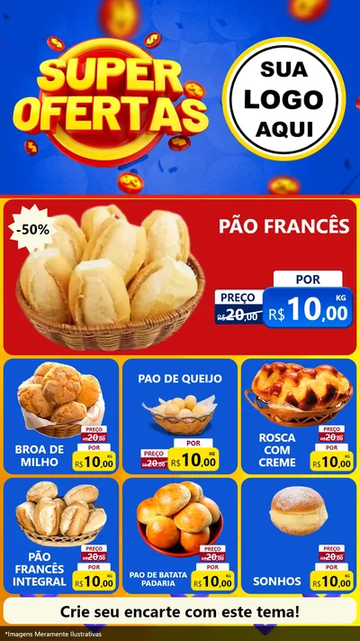 Modelo de Rede Social para Stories com o tema Super Ofertas para Padaria