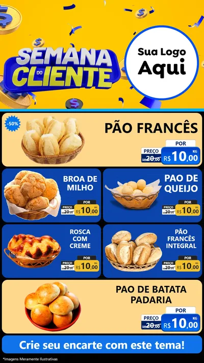 Modelo de TV para TV Vertical com o tema Semana do Cliente para Padaria