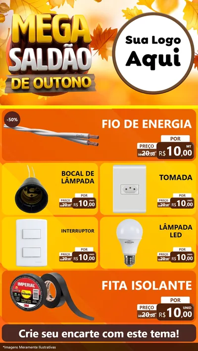 Modelo de TV para TV Vertical com o tema Mega Saldão de Outono para Materiais Elétricos