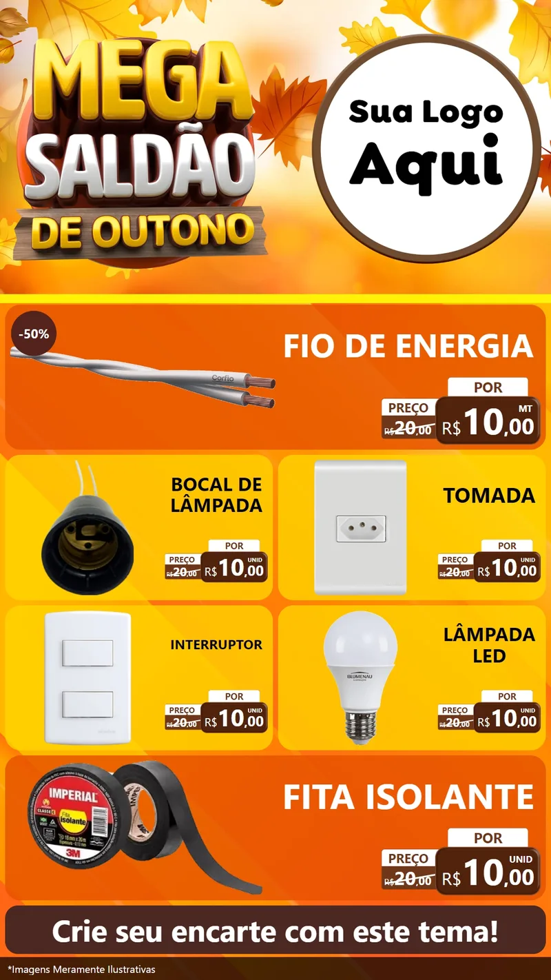 Modelo de TV para TV Vertical com o tema Mega Saldão de Outono para Materiais Elétricos