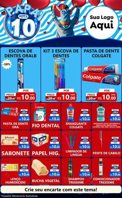 Modelo de Encarte para Encarte Grande com o tema Papai Nota 10 para Higiene Pessoal