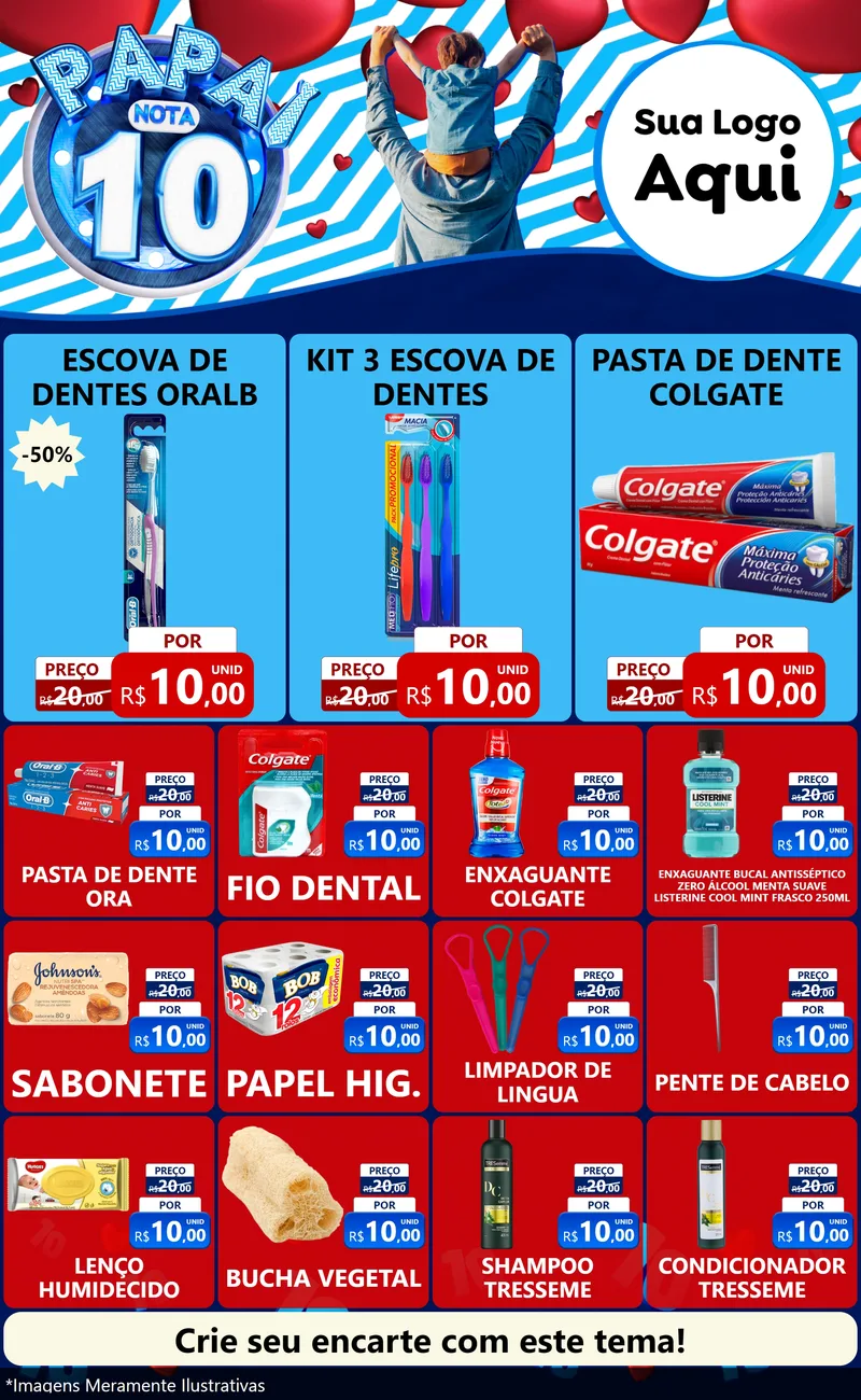 Modelo de Encarte para Encarte Grande com o tema Papai Nota 10 para Higiene Pessoal