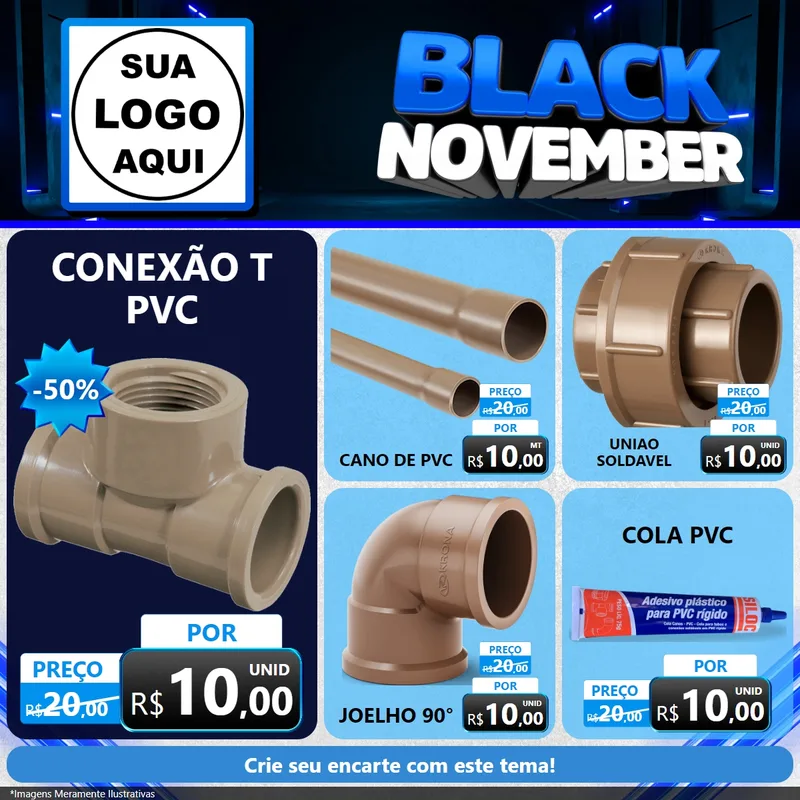 Modelo de Rede Social para Feed Facebook com o tema Black November para Tubos e conexões
