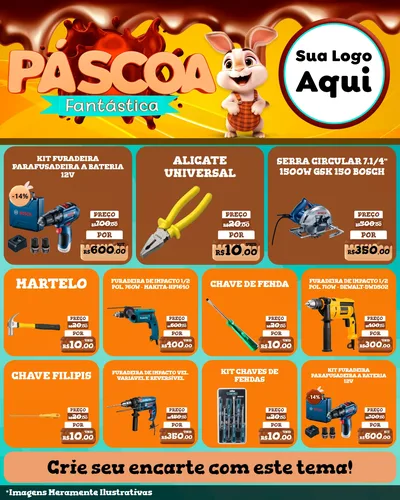 Modelo de Rede Social para Feed Instagram com o tema Páscoa Fantástica para Maquinas e Ferramentas