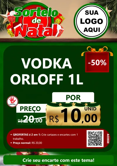 Modelo de Cartaz para Cartaz A4 Vertical com o tema Sorteio de Natal para Distribuidora de bebidas
