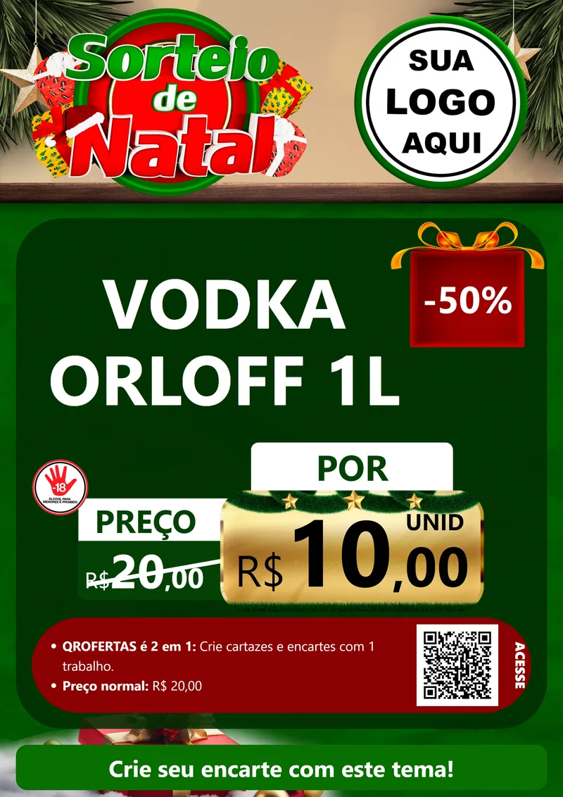 Modelo de Cartaz para Cartaz A4 Vertical com o tema Sorteio de Natal para Distribuidora de bebidas