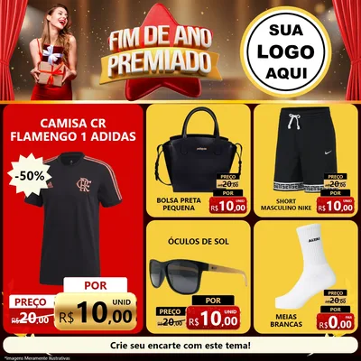 Modelo de Rede Social para Feed Facebook com o tema Fim de Ano Premiado para Roupas e acessórios