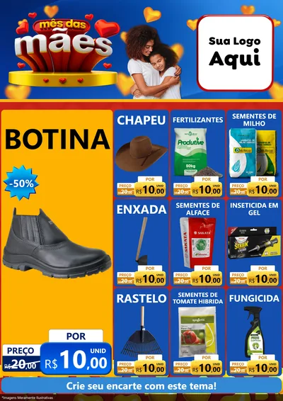 Modelo de Encarte para Encarte A4 Vertical com o tema Mês das Mães para Agropecuária