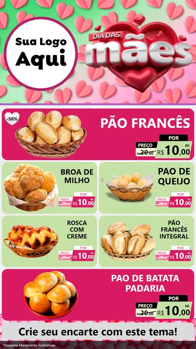Modelo de TV para TV Vertical com o tema Dia das Mães para Padaria