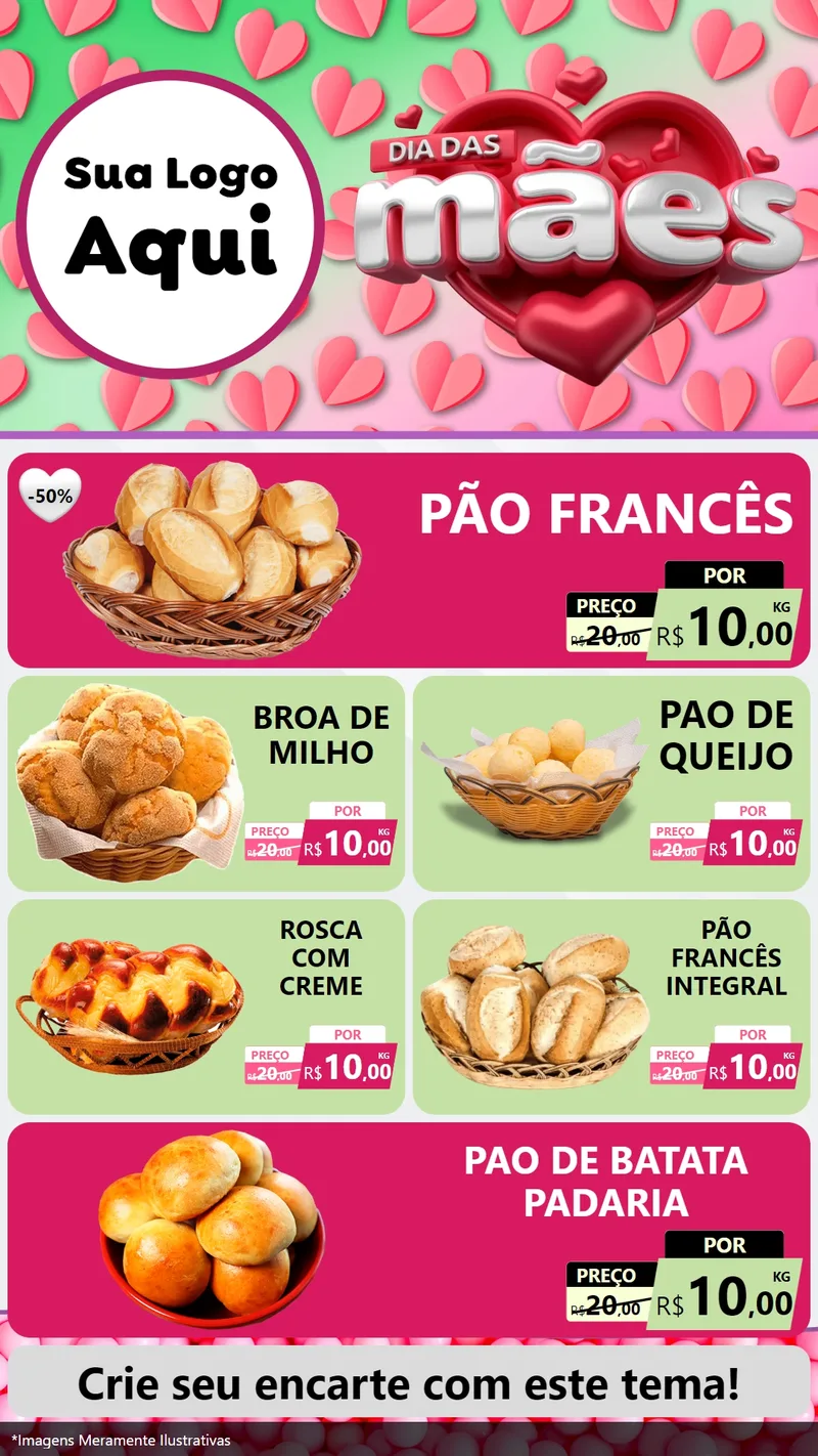 Modelo de TV para TV Vertical com o tema Dia das Mães para Padaria