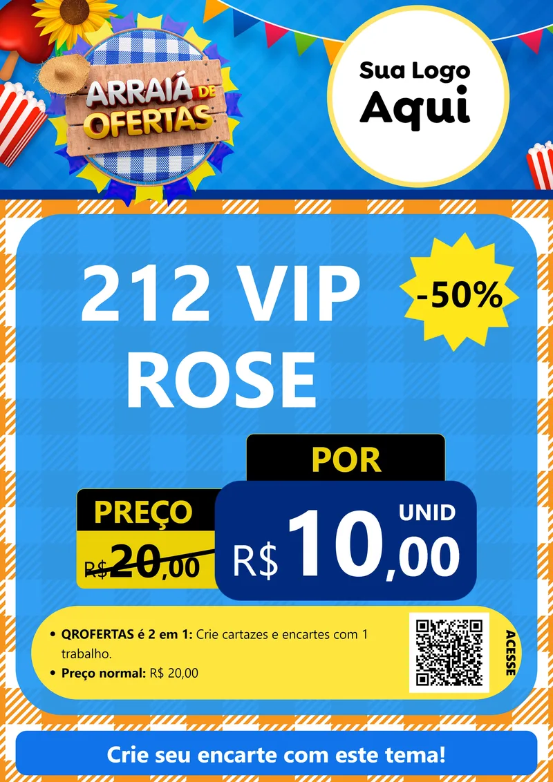 Modelo de Cartaz para Cartaz A4 Vertical com o tema Arraiá de Ofertas para Perfumes