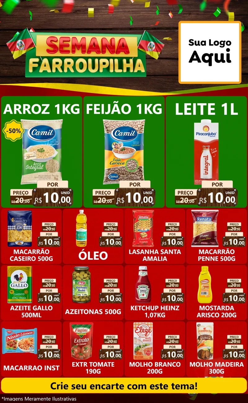 Modelo de Encarte para Encarte Grande com o tema Semana Farroupilha para Supermercado