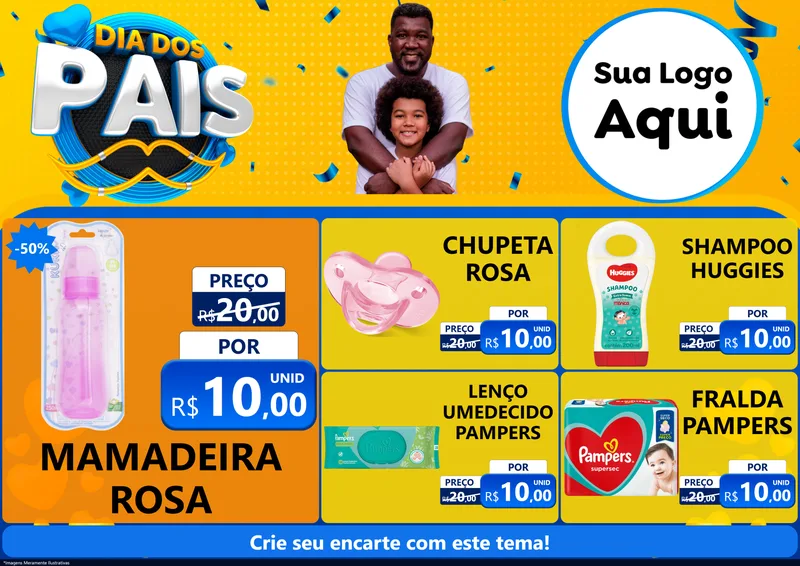 Modelo de Encarte para Encarte A4 Horizontal com o tema Dia dos Pais para Bebês