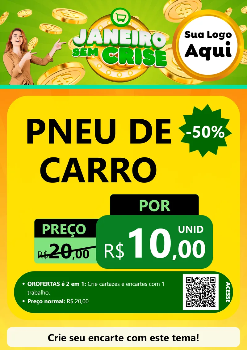 Modelo de Cartaz para Cartaz A4 Vertical com o tema Janeiro Sem Crise para Auto peças