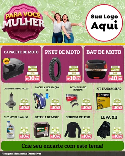 Modelo de Rede Social para Feed Instagram com o tema Para Você Mulher para Moto peças
