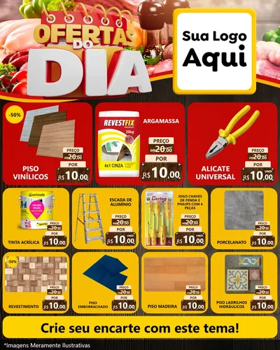 Modelo de Rede Social para Feed Instagram com o tema Ofertas do Dia para Material para Construção